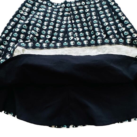 Banana Republic Skirt Navy Blue Green White Circle Print Pleated Pockets Size 6 - Picture 9 of 12